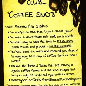 All the Back Labels "Club Coffee Snob"