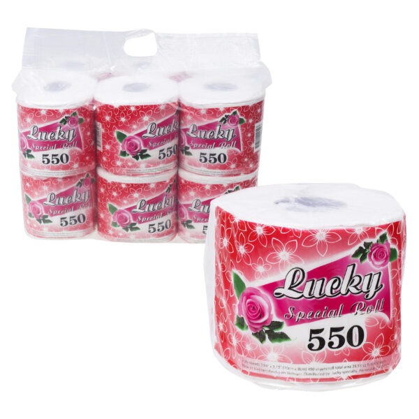 Bathroom Tissue "Lucky 550"-Pkg of 12 ind. wrap roll