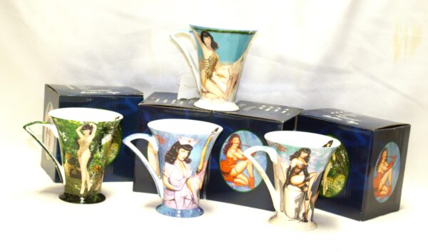 Vintage Set-4 New 13oz Ceramic Tea-cup