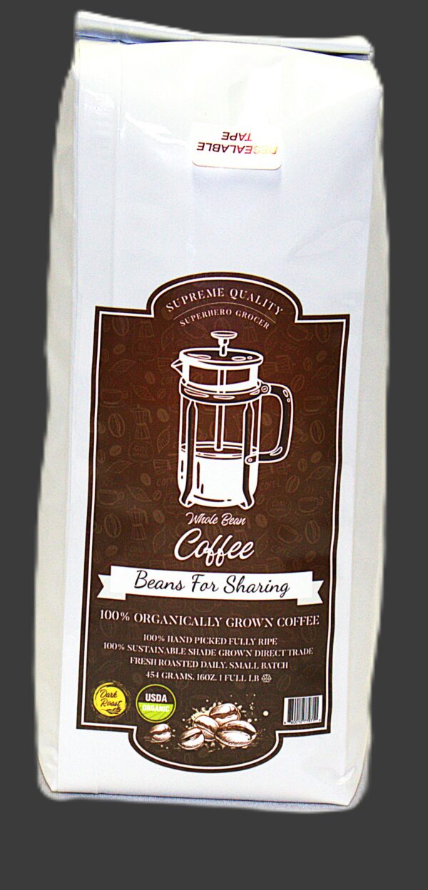 Med>Dark Roast, 'White Mountains blend'  Whole Bean 1-full lb.