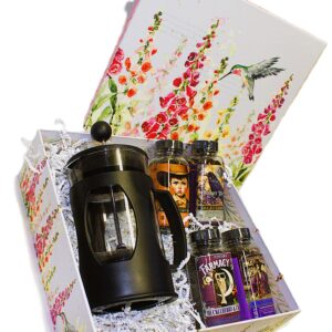 bundle of all natural teas with 2 cup press