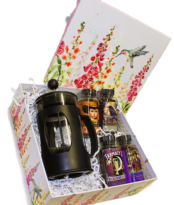 bundle of all natural teas with 2 cup press