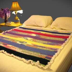 Blanket Crocheted Multi Color 54X54 in