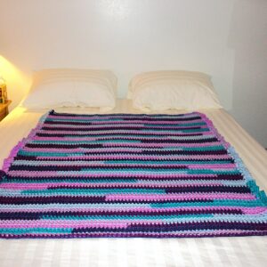Blanket Crocheted Multicolor 42inX54in